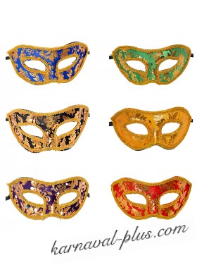 Карнавальная маска с золотыми узорами, цвета микс
